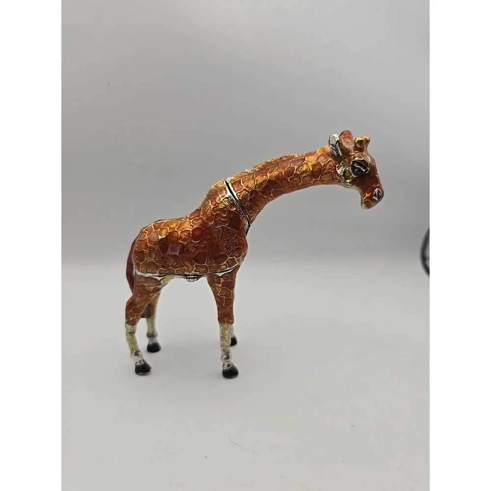 Beautiful Hinged Jeweled  Giraffe  Trinket Box  -  ‎ 5